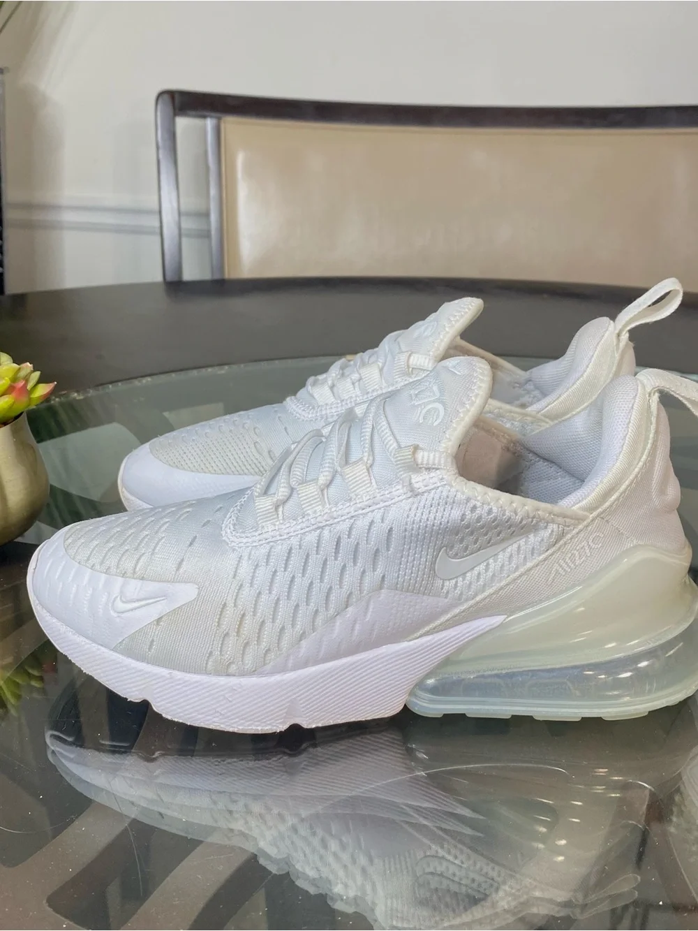 Nike Air Max 270 Triple White Women's Running Shoes Size 4 Youth